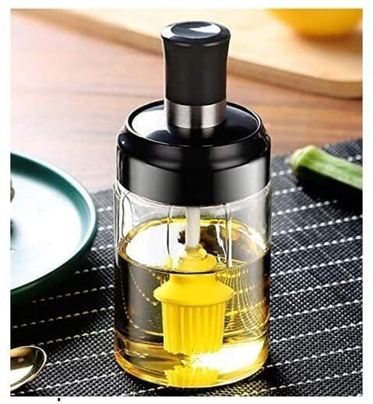 Zumie Borosilicate Glass Food Storage Spice Salt Sugar Condiment Jar With Brush Silicone Round Pastry Brush(Pack of 1)