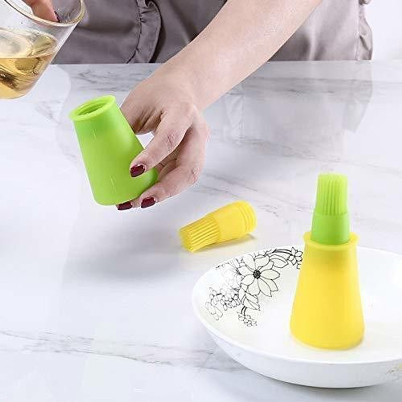 DIVINZ Silicone Cooking Oil Bottle with Basting Brush Silicone oil bottle with brush Round Pastry Brush