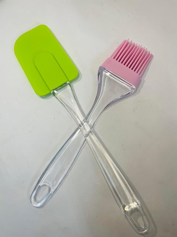 Gadgetspoint Silicone Non-Sticky Spatula and Oil Brush Reusable Kitchen Set for Cooking Multicolor SILICON Flat Pastry Brush(Pack of 2)