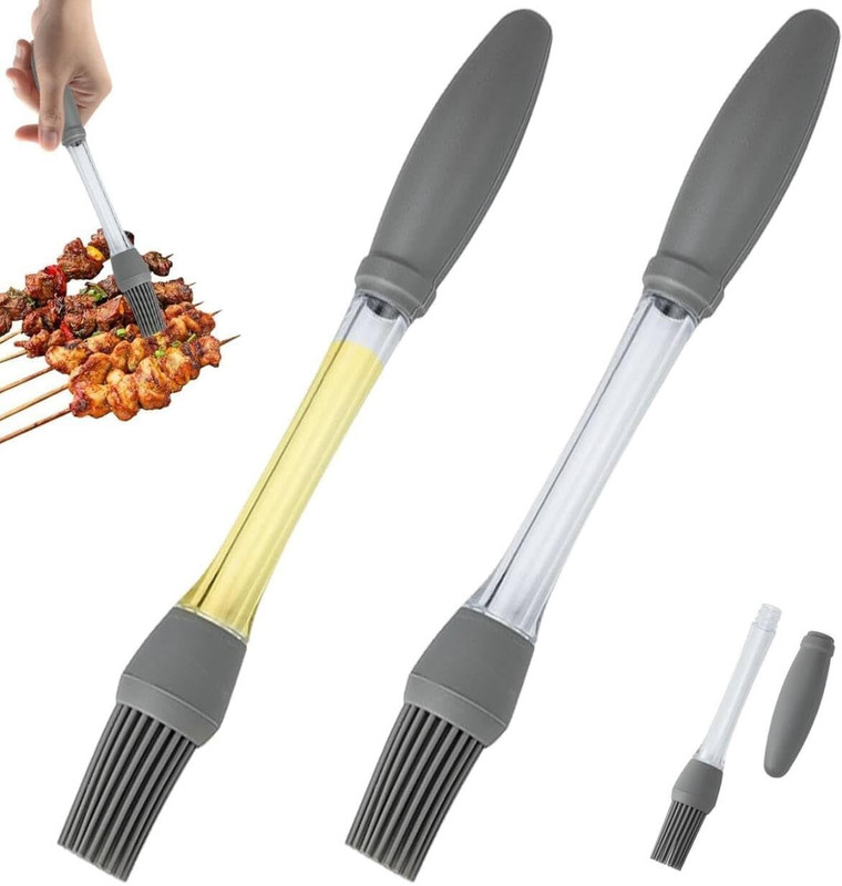 BUYZIE Basting Brushes for BBQ Grill and Cooking Multifunctional Pastry Oil Brush Silicone Flat Pastry Brush(Pack of 2)