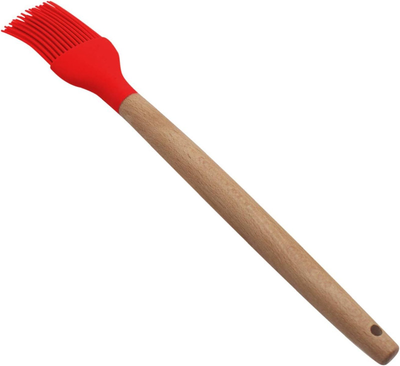 Eagean Silicon Basting Brush, Wooden Handle Heat Resistant Pastry Brushes Wooden Round Pastry Brush(Pack of 1)