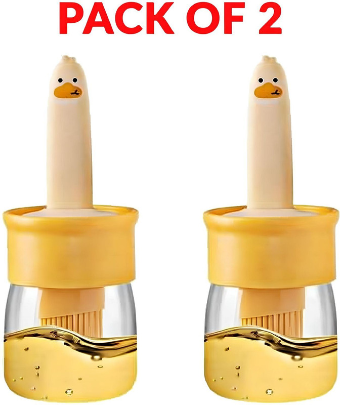 kayru Oil Dispenser with Brush,Oil Dispenser Bottle with Silicone Brush SILICONE, PLASTIC BOTTLE Round Pastry Brush(Pack of 1)