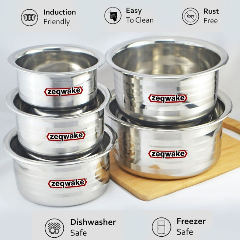 ZeqWake Tope Set, Cookware Set ,Steel Tope Set,Stainless Steel Tope Set ( 5 Pcs ) Cookware Set(Stainless Steel, 5 - Piece)