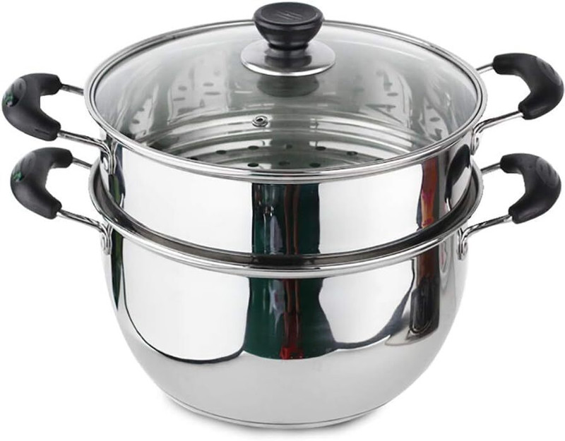 Ever Mall Stainless Steel Steamer Pot, 2 Tier Multi-Purpose Steamer, Momo Maker With Lid Stainless Steel Steamer(1.5 L)