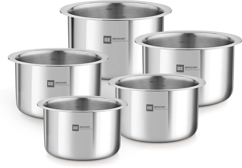 BERGNER BE Essentials 5 Pcs Tope Set Induction Bottom Cookware Set(Triply, 5 - Piece)
