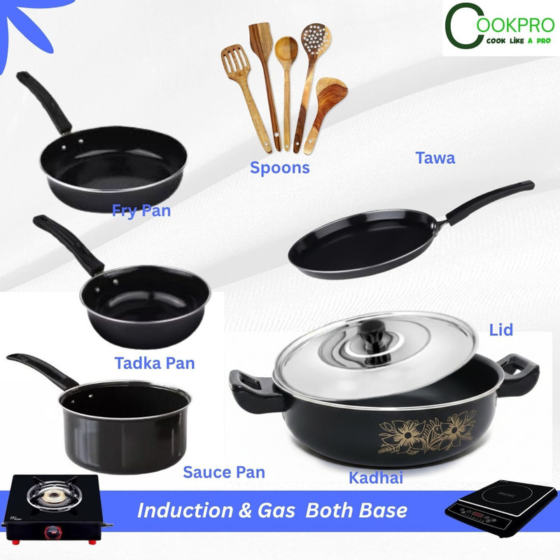 cookpro Cookpro Kitchen Cookware with spatula set Cookware Set(Aluminium, 11 - Piece)