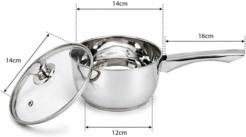 Red Robin Popular Stainless Steel Sauce Pan with Glass Lid Induction Bottom Cookware Set(Stainless Steel, Triply, 1 - Piece)