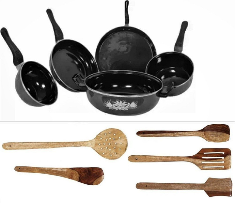 SILVOSWAN Gas and Induction Compatible Deep Kadhai Induction Bottom Non-Stick Coated Cookware Set(Cast Iron, 1 - Piece)