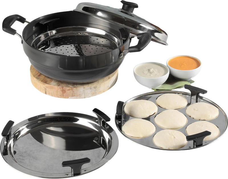 VINOD Black Pearl Plus Hard Anodised 6 Pcs Multi Kadai Induction Bottom Cookware Set(Aluminium, 1 - Piece)
