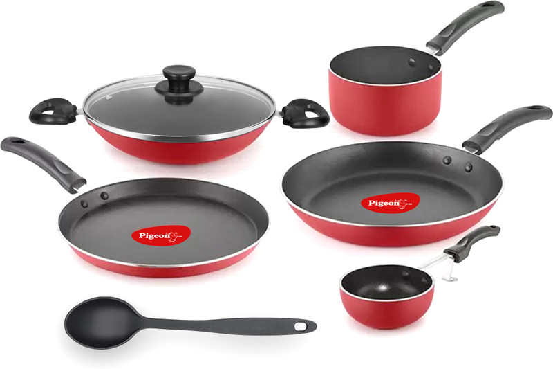 Pigeon Favourite Gift Non-Stick Coated Cookware Set(Aluminium, 7 - Piece)