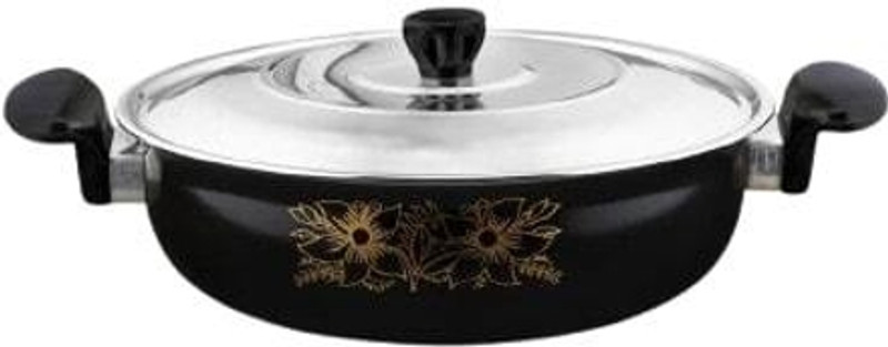 cookpro Non Stick Cast Iron Kadahi With lid 26 Cm Dia 3.5 L Capacity (Black) 2Pcs Combo Induction Bottom Non-Stick Coated Cookware Set(Cast Iron, 2 - Piece)