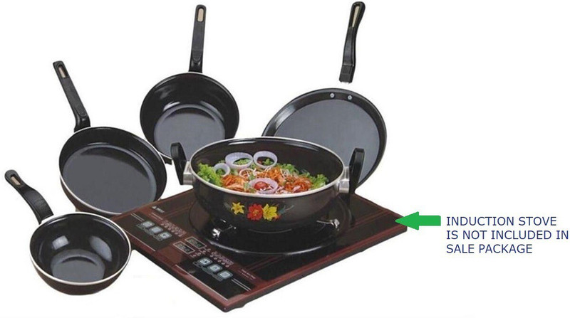 CRYSTIVA Teddy Induction Bottom Non-Stick Coated Cookware Set(Glass, 1 - Piece)