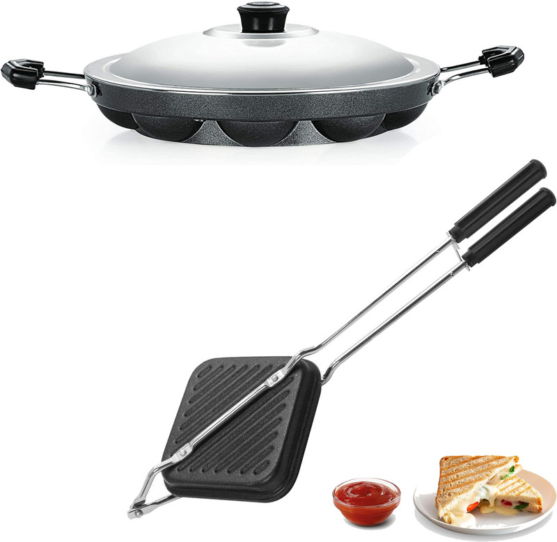 RBGIIT Grill Sandwich Toaster, Gas Compatible | paniyaram pan Non Stick with Lid K2 Toast Sandwich Maker(Grey)