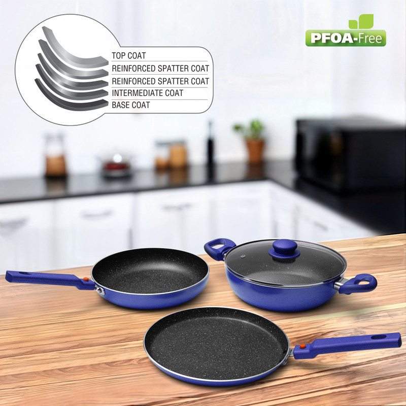 Prestige Omega Festival Pack Induction Bottom Non-Stick Coated Cookware Set(Aluminium, 3 - Piece)