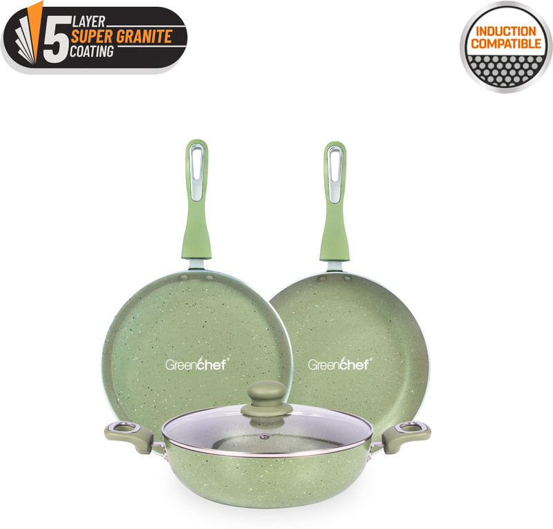 Greenchef Astor Induction Bottom Non-Stick Coated Cookware Set(Aluminium, 4 - Piece)