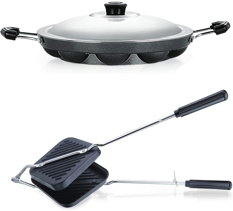 Masox Store Non-Stick Aluminium Grill Sandwich Bread Toaster | Appam Patra with Steel Lid S1 0 W Pop Up Toaster(Black)