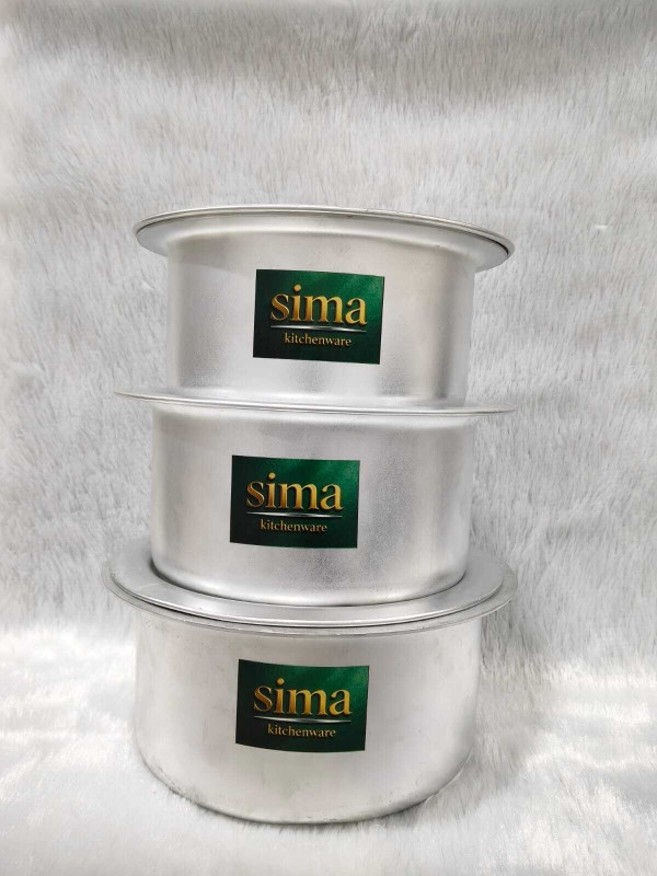 Sima Kitchen Solutions Best quality aluminium tope set with lid set of 3 for daily use Cookware Set(Aluminium, 3 - Piece)