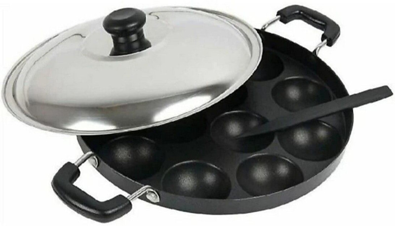 NARV Appam Maker Appa Pan Appachatty Pan 23 cm diameter with Lid 0.5 L capacity(Aluminium, Non-stick)