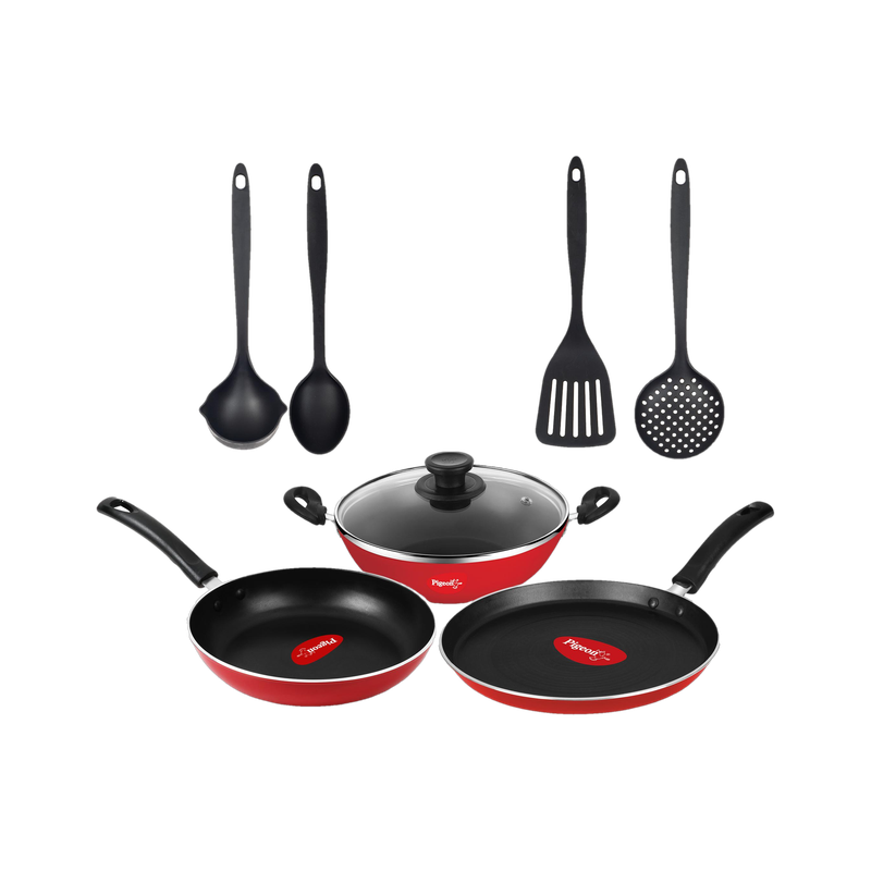 Pigeon Mio Gift Set Non-Stick Coated Cookware Set(Aluminium, 8 - Piece)