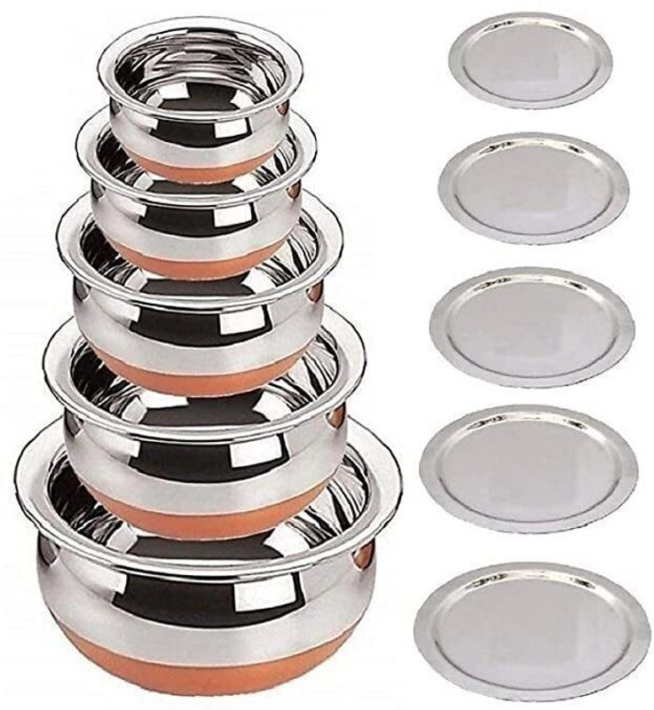 Red Robin Coppre Bottom Handi-LID+5 Induction Bottom Cookware Set(Steel, 5 - Piece)