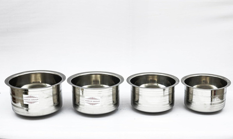 KARVA GROUP Stainless Steel Tope Set -1.75L, 2L, 2.5L, 3L |Tapeli Set| Patila Set| Cookware Set(Stainless Steel, 4 - Piece)