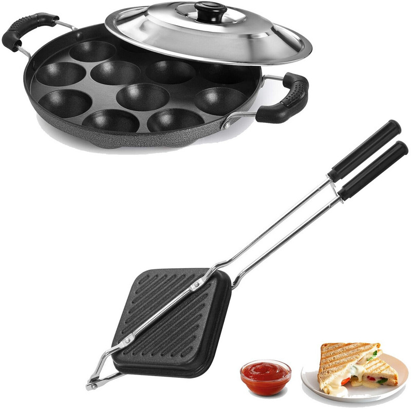 HM EVOTEK Aluminium Grill Non Stick Toast Sandwich Maker, Litti Maker | Appam Stand K6 0 W Pop Up Toaster(Black)