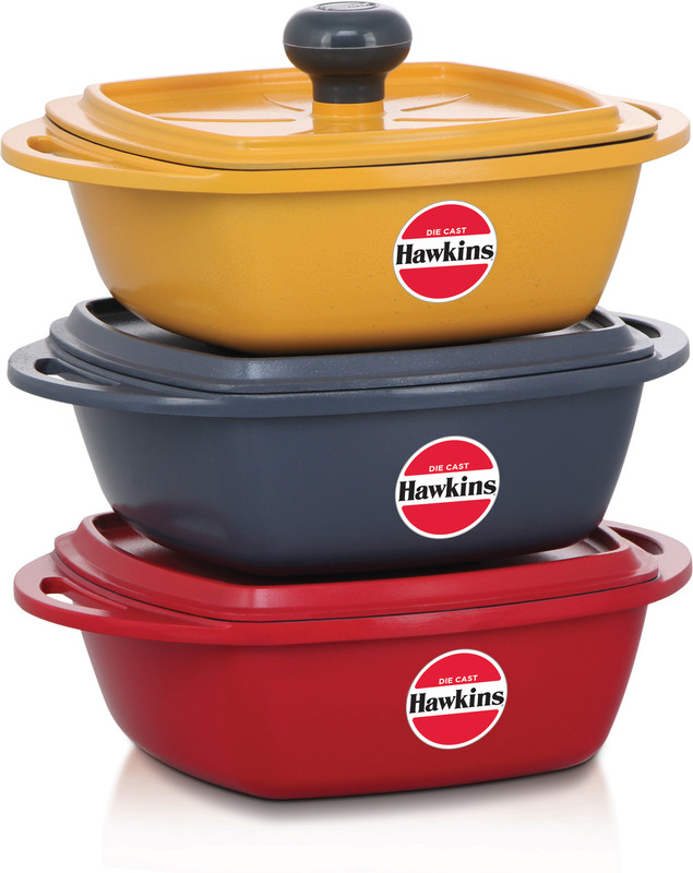 Hawkins Kitchen Gift Pack 2023 (23DGP) 750 ml Die Cast Mini Casseroles Non-Stick Coated Cookware Set(Aluminium, 3 - Piece)