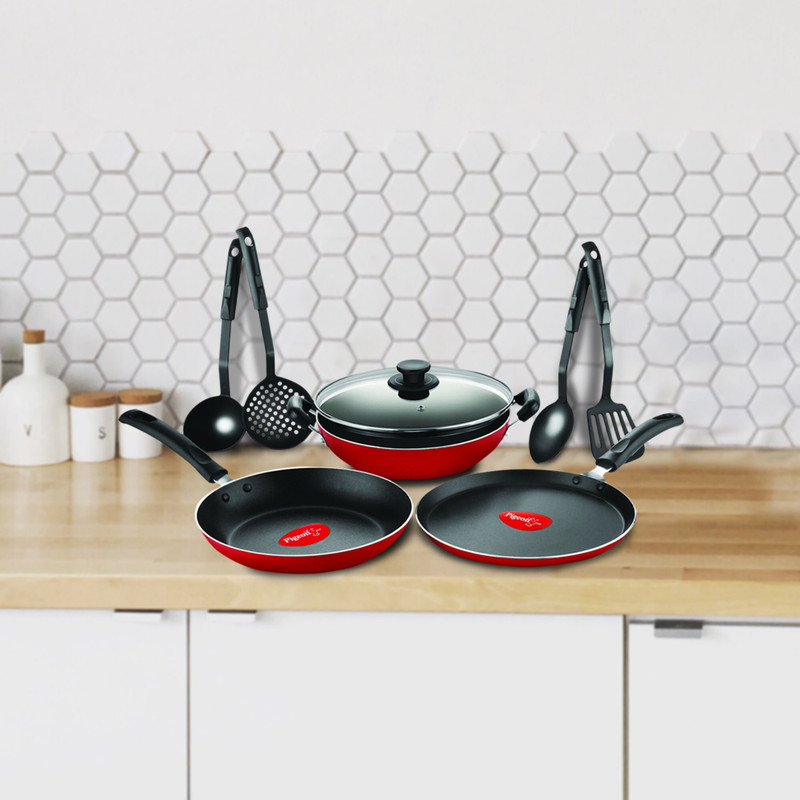 Pigeon Mio Gift Set Non-Stick Coated Cookware Set(Aluminium, 8 - Piece)