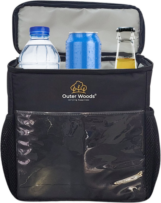 Outer Woods Nylon Cooler Bag(360° Insulated 3 Bottle Car Cooler Bag, Padded Protection, Grey,)