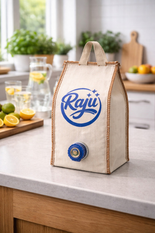 raju plastic Cotton, Microfibre Cooler Bag(beige, WHITE Collapsible)