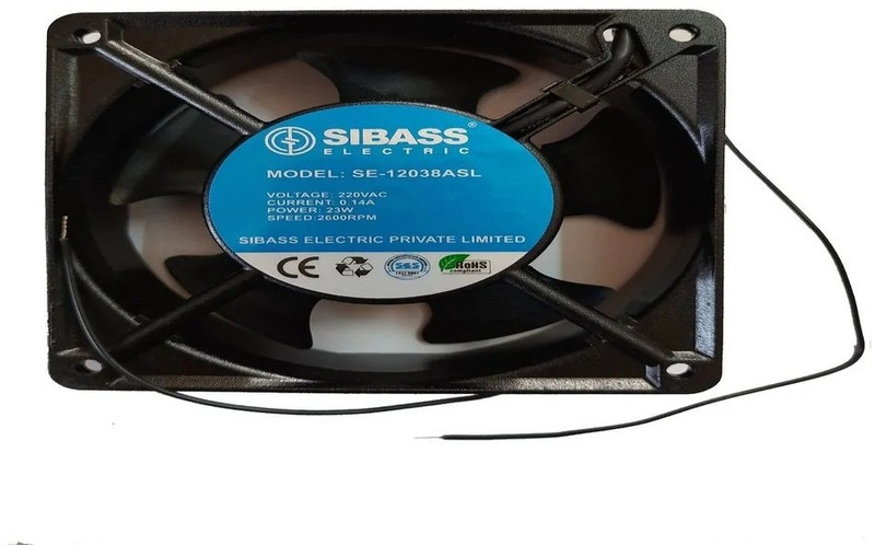 sibass Exhaust fan 220VAC 4 inches size (size 120X120X38mm) Metal frame Cooling Fan All in one Cooler(Black)