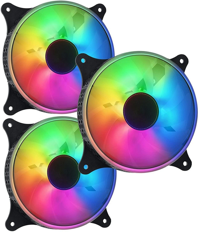 STORITE 3 Pack 120mm CPU Fans For Gaming PC Cabinet Quite Cooling Computer Case Cooling Fan Cabinet Cooler(RGB - LED)