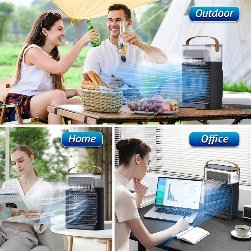 Hanbury Portable Double Ended Spray Fan, Cold Air, 3 Gears USB Rechargeable Mini AC Cooling Fan All in one Cooler(Black)