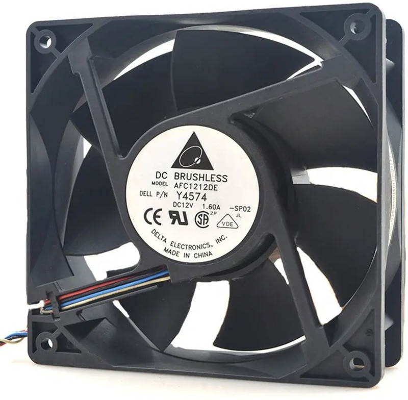 Electronic Spices Delta AFC1212DE 120X120X38mm 12V DC 1.6A 154.5CFM Large AirVolume Sleeve Bearing Cooling Fan All in one Cooler(Black)