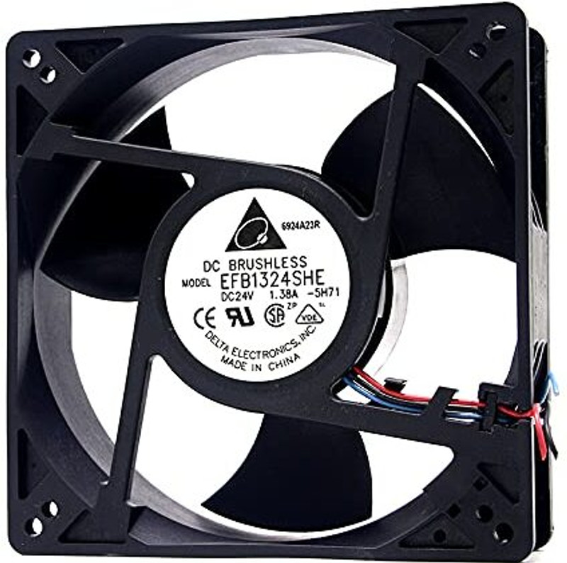 Electronic Spices Delta EFB1324SHE Delta 24V DC Fan, 24V 1.38A 12738 Inverter Equipment Fan Fan with Heat Sinks All in one Cooler(Black)