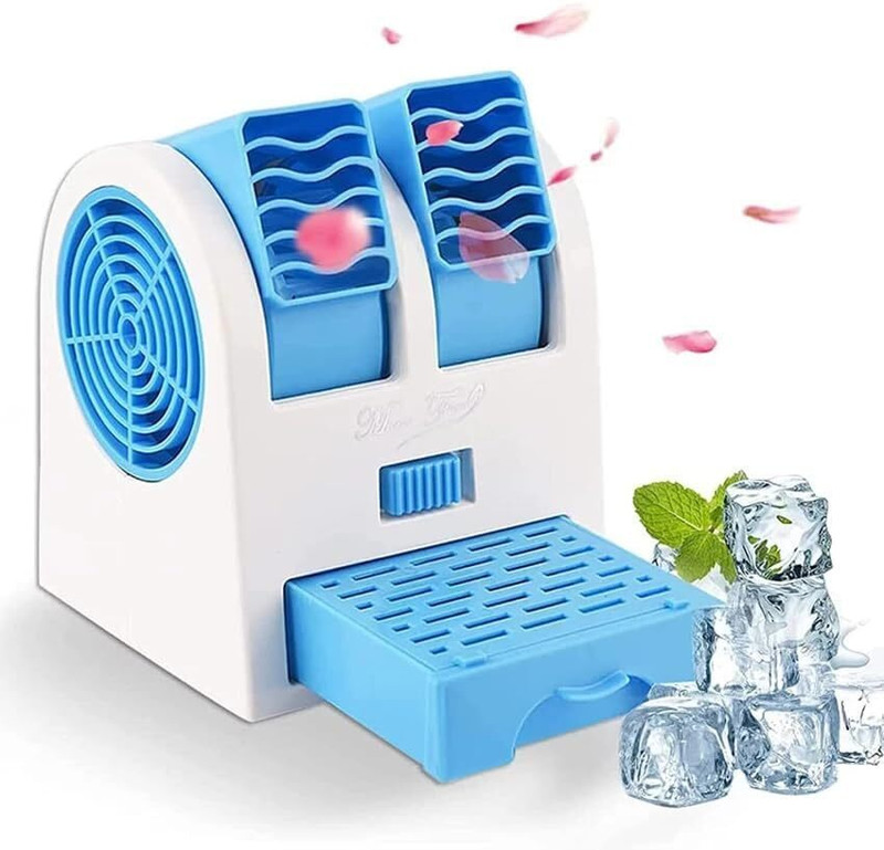 ASDecor Air Cooling Fan Blade USB Portable Mini AC Cooler Battery Operated Cooler Cooling Fan All in one Cooler(Multicolor, Blue)