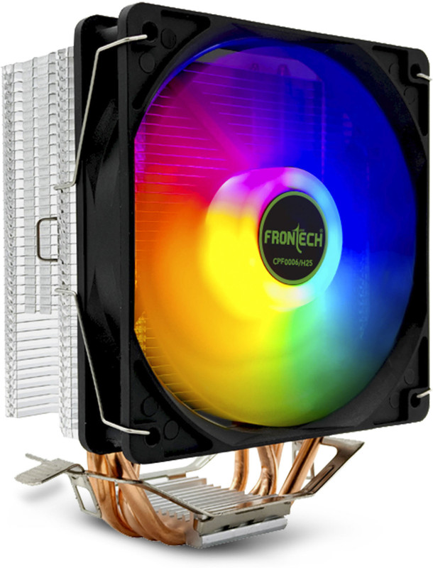 Frontech RGB CPU Cooler | 430A High-Performance Cooling with 4 Heat Pipes | 120mm Silent Fan with Heat Sinks Cabinet Cooler(Multicolor)