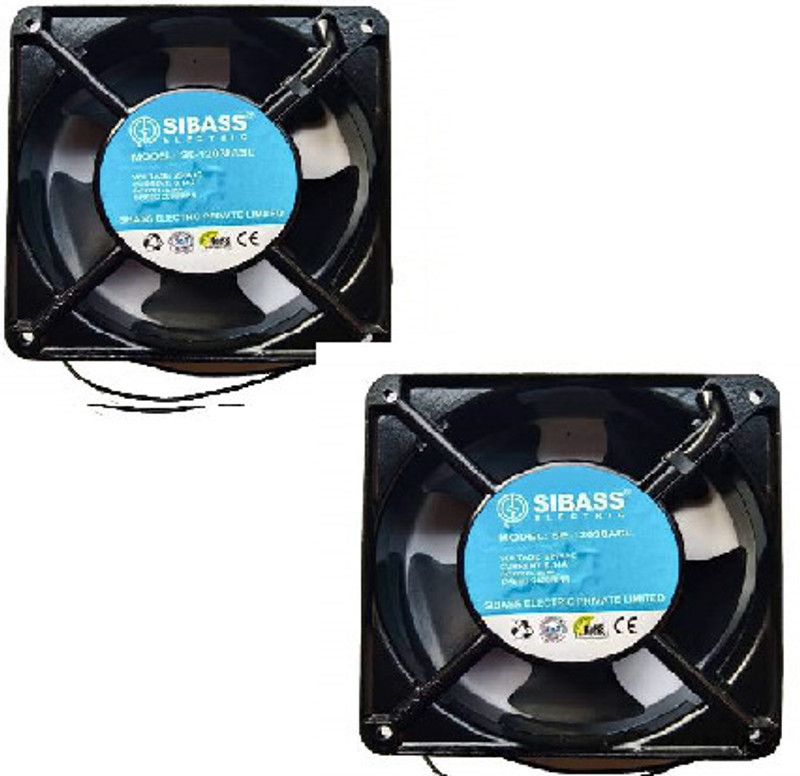sibass (Pack of 2) 220V AC Metal Body Axial Fan AC Cooling Panel Fan 4” Brushless Fan Cooling Fan All in one Cooler(Black)