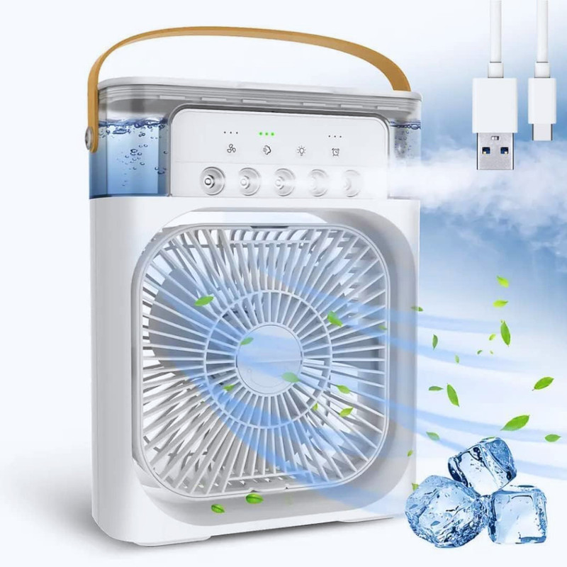 Hanbury ini Cooler for Room Cooling AC Portable Mini Fan Artic Cooler with 7 Colours Cooling Fan All in one Cooler(White)