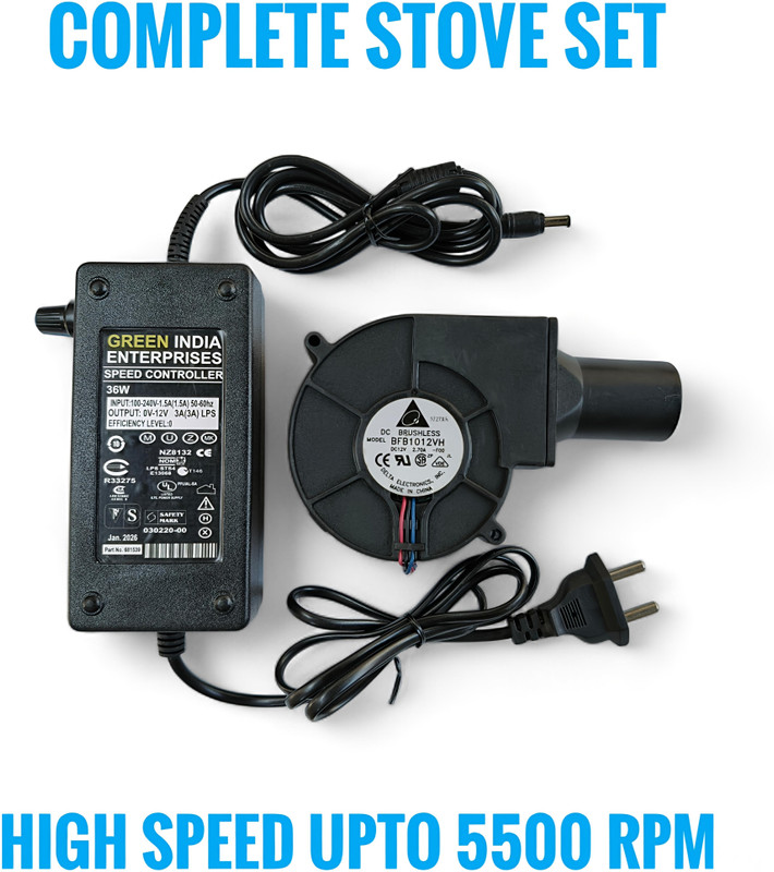 ADA2Z DC 12V 2.70A MODEL BFB1012VH SIZE 97X97X33mm 3 AMP CONTROLLER COMPLETE STOVE SET Cooling Fan All in one Cooler(Black)