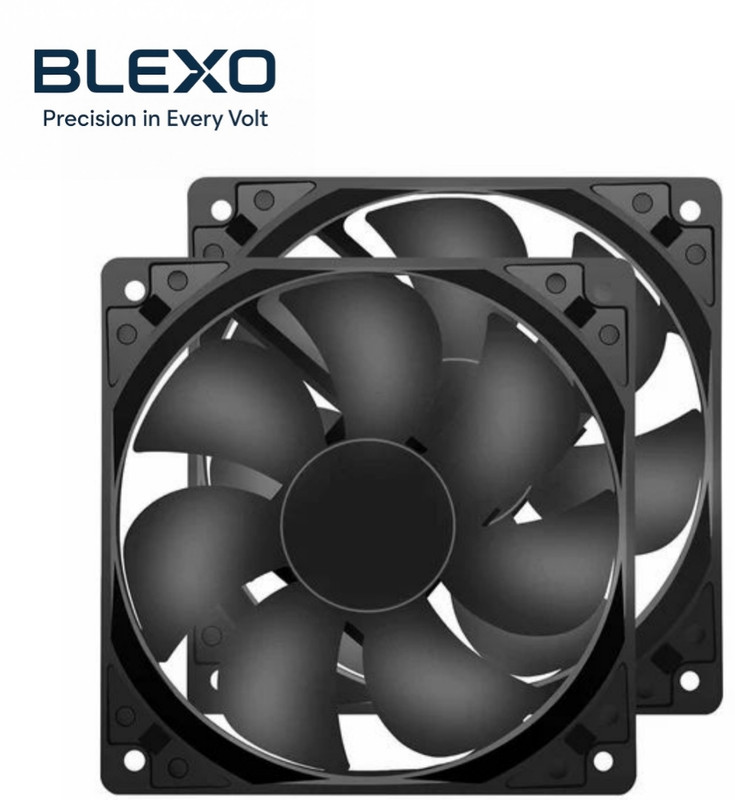 BLEXO (Pack of 2) 3 Inch 12V DC for CPU, Power Supply, Inverter, Electronics Projects, Cooling Fan Cabinet Cooler(Black)