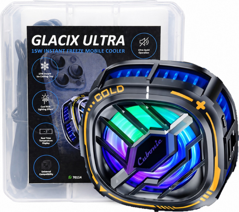 Cubonic 15W Glacix Ultra X76 Temp Display| RGB|LED Display| Lightweight Quiet & Stylish Cooling Fan Cabinet Cooler(Black)