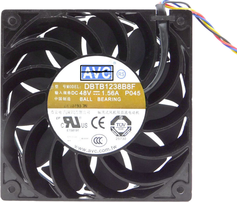Electronic Spices AVC DBTB1238B8F Size 120x120x38mm 48V 1.56A 6700RPM Turbine Brushless Air Blower Fan with Heat Sinks & Pipes All in one Cooler(Black)