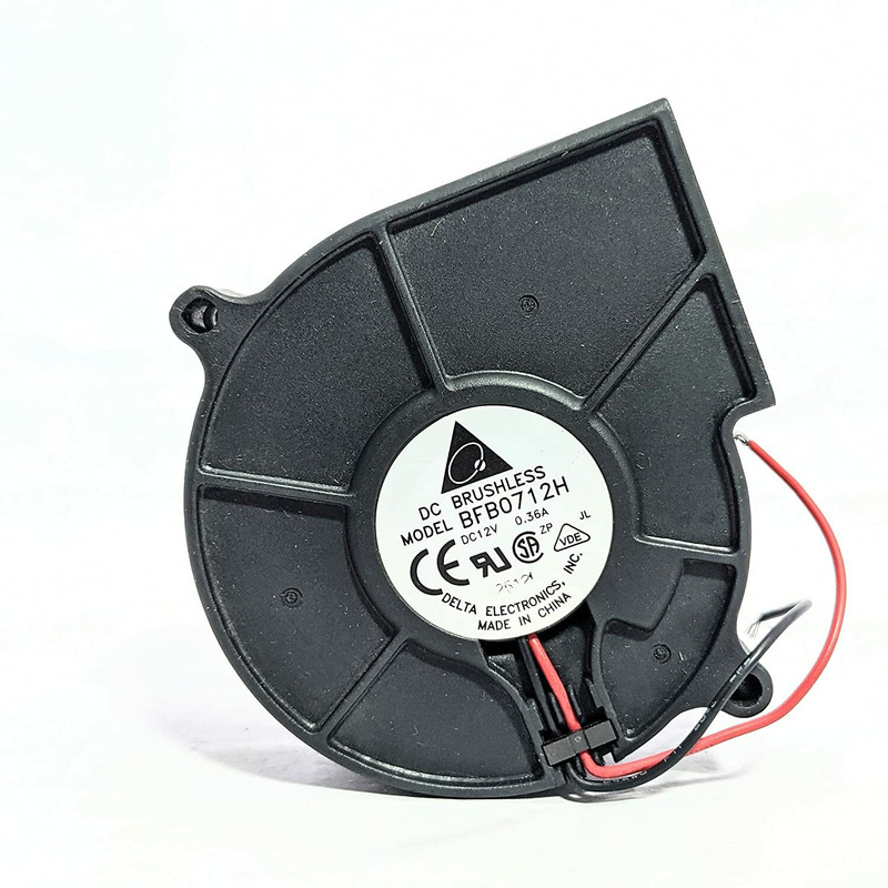Electronic Spices ( BFB0712H ) Fan Blower 12VDC Rounded - 75.7mm L x 75.7mm 2 Wire Leads Cooler Fan with Heat Sinks All in one Cooler(Black)
