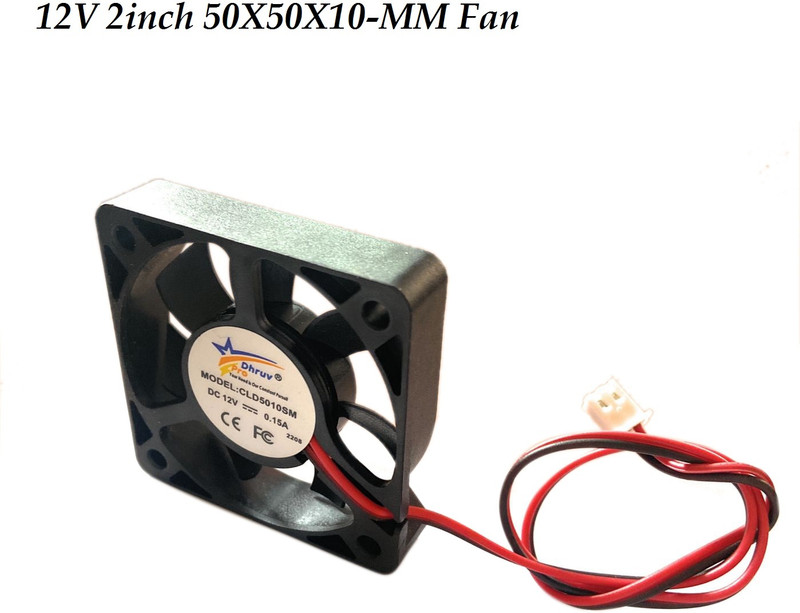 DHRUV-PRO 12V (50X50X10-MM) 2inch 5000-RPM 12V Cooling Cabinet Fan Square Cooling Fan Cabinet Cooler(Black)