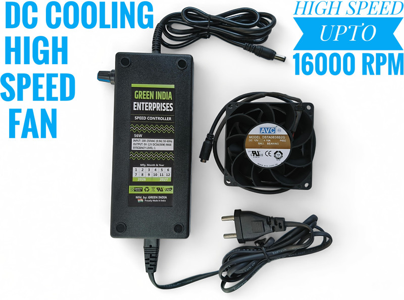ADA2Z DC 12V 4.10AMP MODEL DBTA0838B2G 5AMP CONTROLLER COMPLETE SET MULTI PURPOSE USE Cooling Fan All in one Cooler(Black)