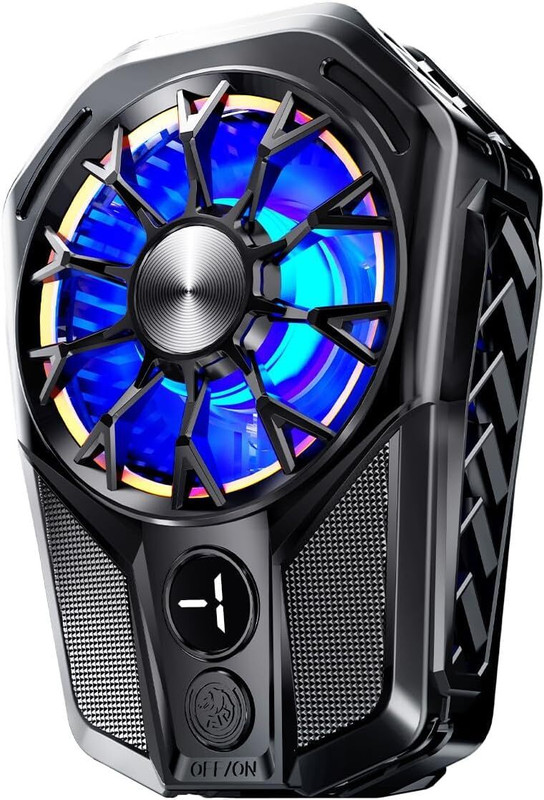 Rhobos Phone Cooling Fan with LED Temperature Display Ergonomic Cooling Pad with Adjustable Height(Black)