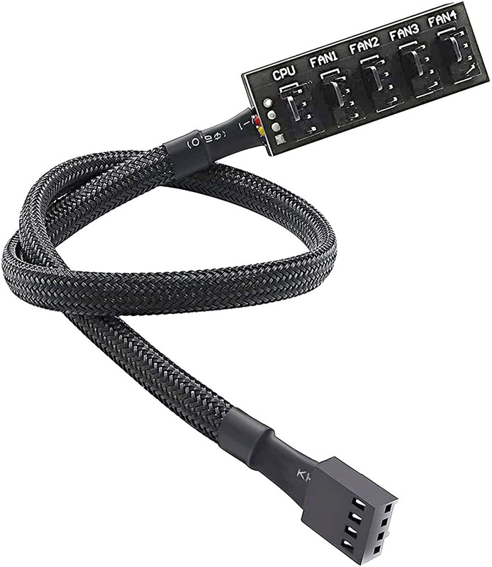 ELEPHANTBOAT PWM Fan Hub Splitter Cable 5 Way Cooling Pad(Black)