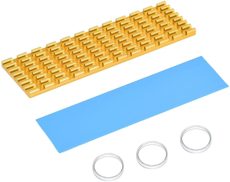 Tobo Aluminum Heatsinks for PCIe NVMe with Silicone Thermal Pad TD-1037PC Cooling Pad(Gold)