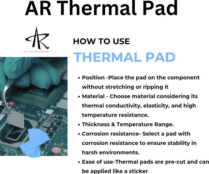 AR Tapes & Plastics 12W/mk Thermal Pad (Size-120x20x1.5mm)Ideal Gap Filler,Excellent Heat Conduction 1 Fan Ergonomic Cooling Pad(Blue)
